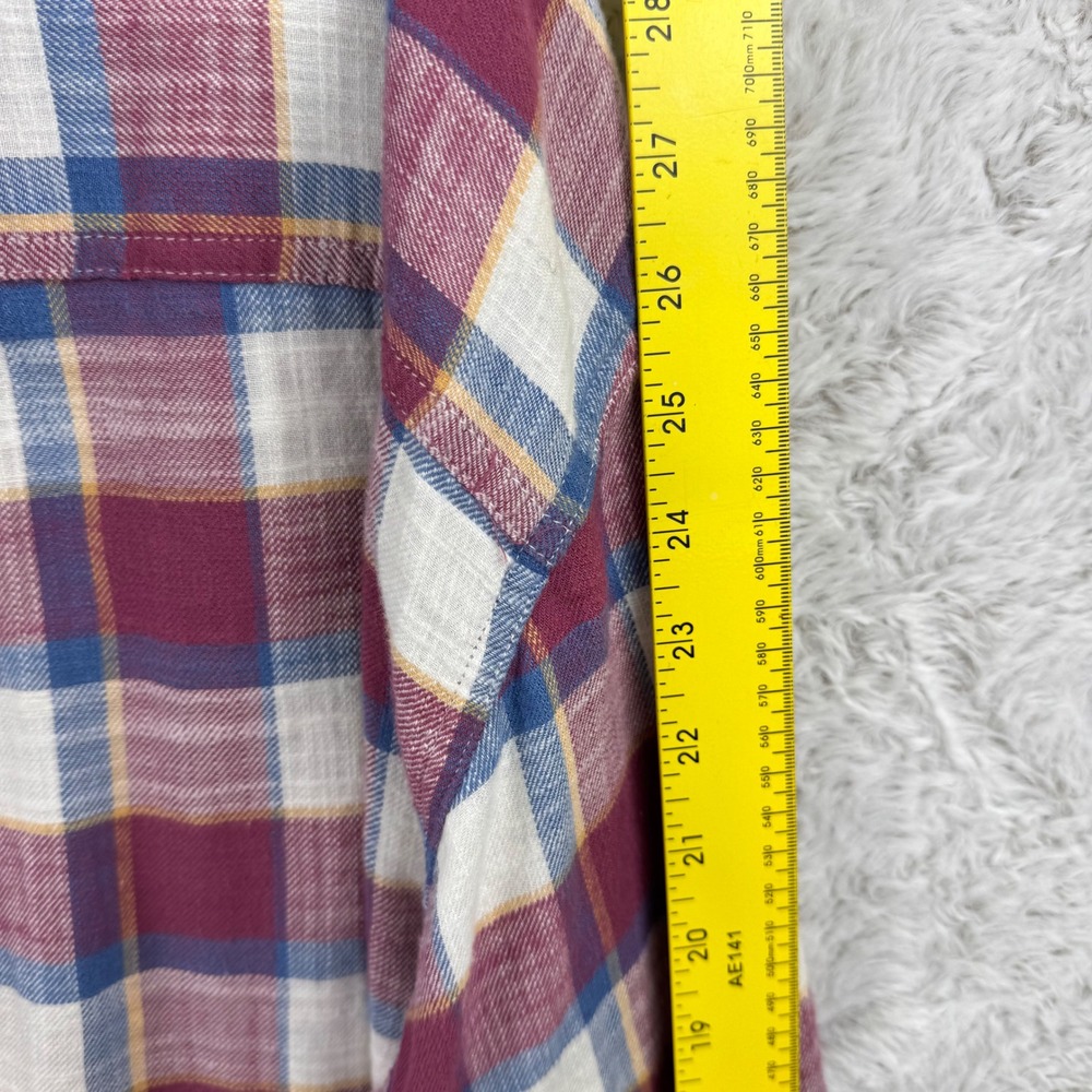 American Eagle‎ Mens XXL Plaid Hooded Flannel Shirt Burgundy Streetwear Skater - Picture 11 of 13